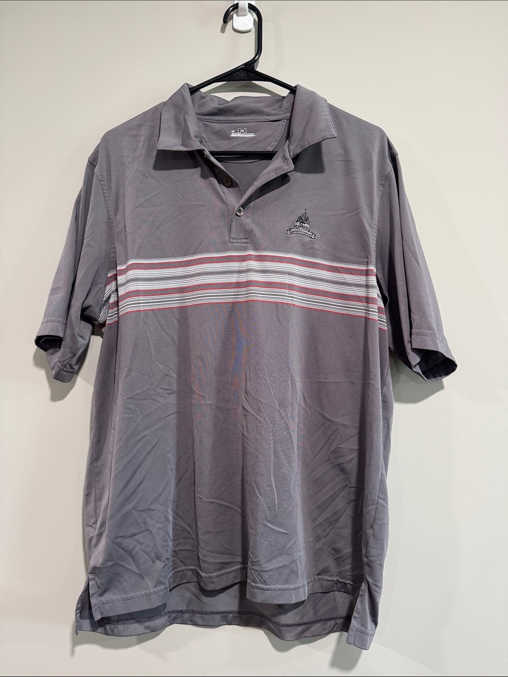 Under Armour Gray Polo with Horizontal Stripe Accents